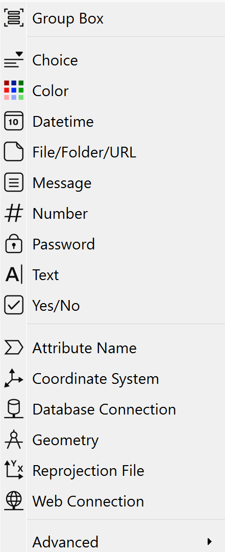 User parameter types